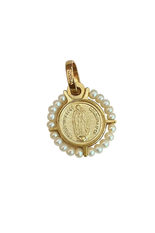 Medalla Virgen Maria con Perlas